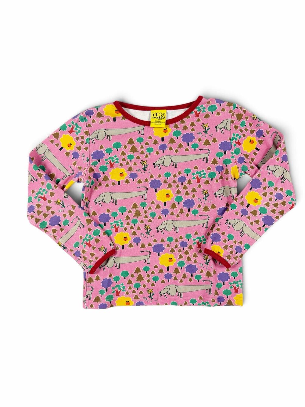 DUNS Sweden Organic Cotton Dog Forest Floral Shirt Pink 6-7 Years